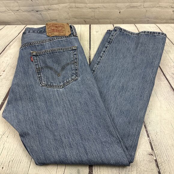 Levis 501 XX Jeans Mens 36x32 Blue Denim‎ Buttonfly Straight Leg Western Retro - Picture 1 of 11